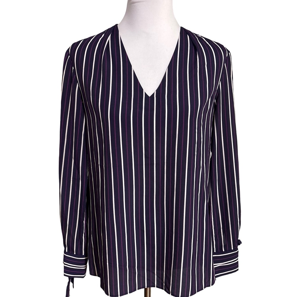 Banana Republic Purple and White Striped Blouse